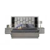JVmoebel Schlafzimmer-Set Bett Schlafzimmer Möbel Betten Design Luxus Doppel Design Holz Weiß, (3-tlg., Bett + 2x Nachttische), Made in Europa weiß