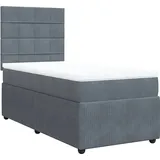vidaXL Boxspringbett mit Matratze Dunkelgrau 90x200 cm Samt - Grau