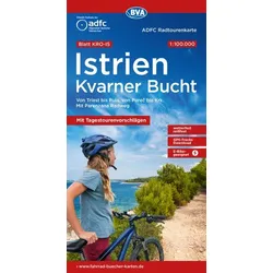 ADFC-Radtourenkarte KRO-IS Istrien Kvarner Bucht, mit Tagestourenvorschlägen, 1:100.000, reiß- und wetterfest, E-Bike geeignet, GPS-Tracks Download