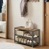 Schuhbank mit 2 Gitterablagen, Schuhregal, 30 x 73 x 45 cm