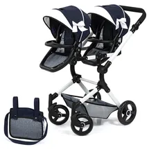 Bayer Design 26281AA Zwillingspuppenwagen Twin NEO mit Tasche, höhenverstellbarer Griff, Schwenkschieber, Sitze einzeln steckbar, bewegliche Vorde...