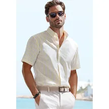 John Devin Kurzarmhemd »Regular Fit,« Streifenhemd mit Button-down-Kragen aus reiner Baumwolle, Gr. XXL (45/46) N-Gr, gelb-gestreift, , 22633520-XXL N-Gr