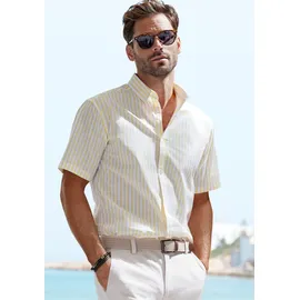 John Devin Kurzarmhemd »Regular Fit,« Streifenhemd mit Button-down-Kragen aus reiner Baumwolle, Gr. XXL (45/46) N-Gr, gelb-gestreift, , 22633520-XXL N-Gr