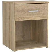 Wellhome Duero Nachttisch mit 1 Schublade Struktur aus Eiche