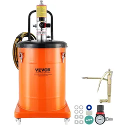 VEVOR Fettpumpe 40L Luftbetriebene Fettpumpe 0,6–0,8 MPa Aluminiumdruckguss-Pumpe -20-100°C Betriebstemperatur, Pneumatische Fettpumpe NPT-Anschluss Schmierfettpumpe Geeignet für 0-3# Fett