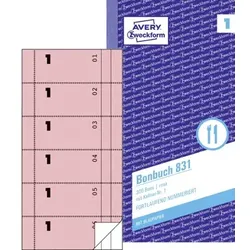 831 Bonbuch, rosa, mit Kellner-Nr. 1, 300 Bons