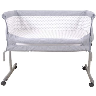 HUOLE 2 in 1 Babybett und Babywiege, Beistellbett Baby, Kinderbett mit Rollen, Moskitonetz, Lagerungstasche und Matratze,4 Räder mit Bremse Ergonomische Matratze Tasche-96 * 57 * 77cm-grau