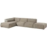 MASSIVMOEBEL24.DE Ecksofa inkl. Hocker 285x220x79 Polyester taupe RAVENNA
