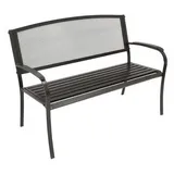 Sitzbank Metall Sonderburg - 119 x 90 x 64 cm - Farbe: Anthrazit - wetterfeste Sitzbank (2-Sitzer) aus Eisen und beschichtetem Streckmetall