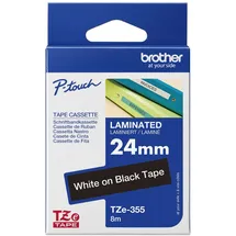 Brother TZe 355 - - Weiß auf Schwarz - Rolle (2,4 cm x 8 m)