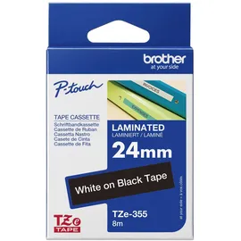 Brother TZe 355 - - Weiß auf Schwarz - Rolle (2,4 cm x 8 m)