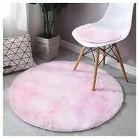 Hochflor-Teppich Runder Teppich Einfache Tie-Dye Seidenhaar Wohnzimmer Fußmatte, Fivejoy, 120 Durchmesser kleiner runder Teppich rosa