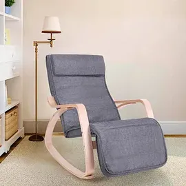 Songmics Schaukelstuhl grau mit verstellbarer Fußstütze 1 St. ergonomisch