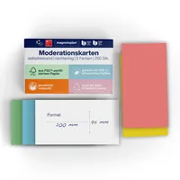 Magnetoplan Kommunikationskarten selbstklebend, 250 Stück, 5-farbig sotiert, Rechtecke 95 x 200 mm