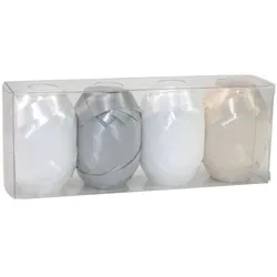 PRÄSENT Eiknäuel-Set 4 Farben Geschenkband weiß Silber reinweiß creme weiß, 0.8 cm