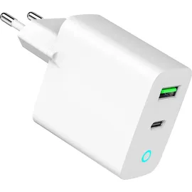 Gembird 2-Port 20W mit LED-Anzeige, Typ C - A - Weiß