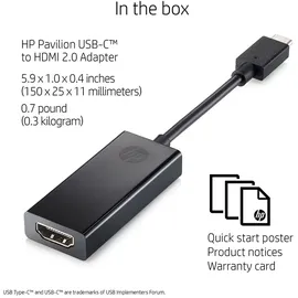 HP USB-C-zu-HDMI Adapter 2,5 cm Schwarz