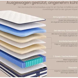 VASAGLE 7-Zonen Taschenfederkernmatratze 90 x 200 cm H3
