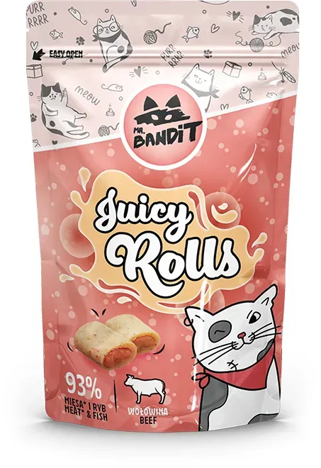 Mr Bandit Juicy Rolls Katzenleckerli, feuchte Kroketten mit Rindfleisch, 40 g (Rabatt für Stammkunden 3%)