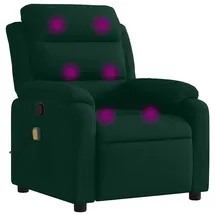 vidaXL Massagesessel mit verstellbarer Rückenlehne Samt 55 x 100 x 73,6 cm Dunkelgrün mit Fernbedienung