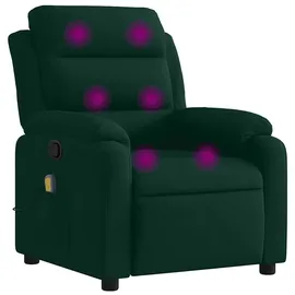 vidaXL Massagesessel mit verstellbarer Rückenlehne Samt 55 x 100 x 73,6 cm Dunkelgrün mit Fernbedienung