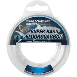 Savage Gear Super Hard 0,50mm 13,2kg Fluorocarbon 50m, Vorfachmaterial zum Kunstköderangeln, Fluorocarbonschnur für Meerforelle - Clear - 0.500 mm