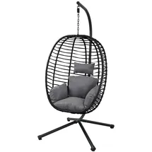 Svita BELLY Hängesessel mit Gestell klappbar Hängestuhl Hängesitz Hängekorb Schwarz