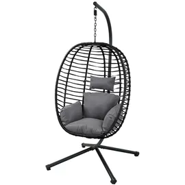 Svita BELLY Hängesessel mit Gestell klappbar Hängestuhl Hängesitz Hängekorb Schwarz