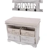 Mendler Garderobe mit Sitzbank 42x62x33cm weiß
