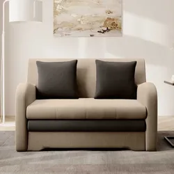 Schlafsofa Zweisitzer Sofa in Beige und Dunkelbraun