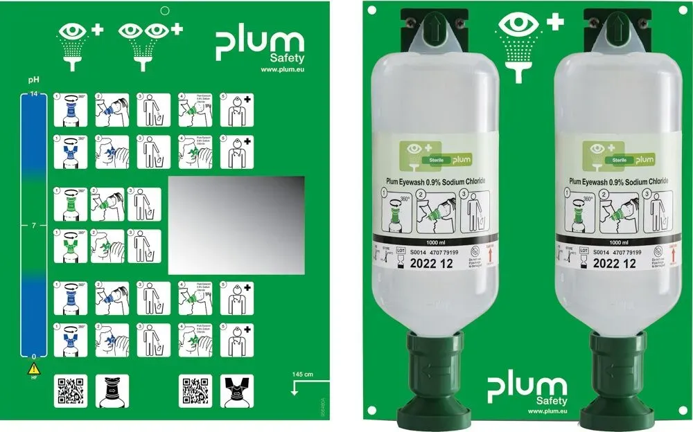 PLUM Augenspülstation Maxi Natriumchloridlösung 2 Flaschen 1000ml