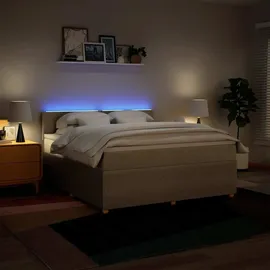 vidaXL Boxspringbett mit Matratze Creme 180x200 cm Stoff