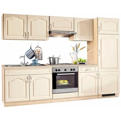 wiho Küchen Küchenzeile Linz, mit E-Geräten, Breite 270 cm, mit Cerankochfeld beige