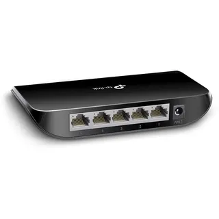TP-Link TL-SG1005D 5-Port Gigabit Desktop Switch (5 10/100/1000Mbps-RJ45-Ports, Autoabstimmung, Auto-MDI/MDIX, Green IT, 70% Energie einsparen, Plastikgehäuse) schwarz