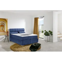 Boxspringbett PLACES OF STYLE "Felicia", blau, B:154cm L:215cm, Komplettbetten, Boxspringbett, in H4, inkl. Topper und Bettkasten