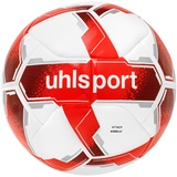 Uhlsport Attack Addglue Fussball Soccer Spielball Trainingsball - mit Neuer ADDGLUE-Technologie - weiß/rot/Silber - für Jugend und Aktive - FIFA Basic, 4