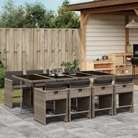 vidaXL Garten-Essgruppe 9-tlg. Grau