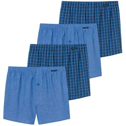 SCHIESSER Herren Web-Boxershorts, 4er Pack - Unterhose, Baumwolle Blau 2XL
