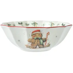 Müslischale Keramik 15x7cm - Schüssel mit Weihnachtsmotiv Weihnachtsgeschirr Weihnachtsschale Geschirr Weihnachten Frühstücksgeschirr Schale weiß bunt