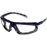 3M Solus 2000 Schutzbrille, blau/graue Bügel, Schaumrahmen, Scotchgard Anti-Beschlag Beschichtung (K&N), klare Scheibe, winkelverstellbar, S2001SGAF-BGR-F-EU