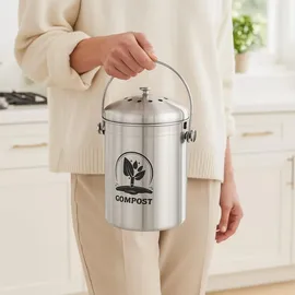 Relaxdays Komposteimer 5 l Silber