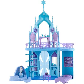Mattel Disney Die Eiskönigin Elsas Eispalast mit Olaf-Figur, 5 Spielbereiche und 21 Zubehörteile, Elsas Eispalast, über 75 cm hoch, inspiriert von den Filmen, JGG41