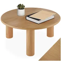 Tectake Couchtisch, rund, furnierte MDF-Tischplatte, bodenschonende Filzgleiter