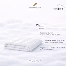 HANSKRUCHEN GmbH HANSKRUCHEN Wolke 7 Daunenbettdecke 155x220 cm Warm 90% Daunen waschbar Allergiker Winterdecke atmungsaktiv Bettdecke weiss - Weiß