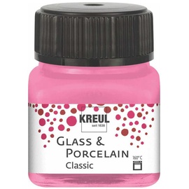 Kreul 16209 - Glass & Porcelain Classic rosa, im 20 ml Glas, brillante Glas- und Porzellanmalfarbe auf Wasserbasis, schnelltrocknend, deckend