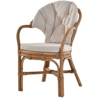 Krines Home Armlehnstuhl Klassischer Korbsessel Rattansessel Korb-Stuhl aus Natur-Rattan, gestäbt beige