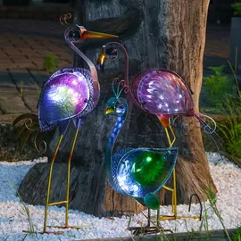 MARELIDA LED Solar Gartenfigur Paradiesvogel - 10 kaltweiße LED - H: 57cm - Dämmerungssensor - bunt