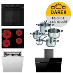 Whirlpool Backofen OMK58CU1SB + Kochfeld AKT8090NE + Dunstabzugshaube WHVP62FLTSK + Geschirrspüler WIC3C26F