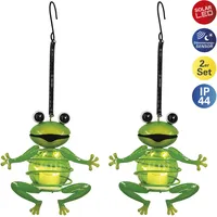 NÄVE LED Solarleuchte 2er Set Solar-Deko-Hängeleuchte FROSCH grün