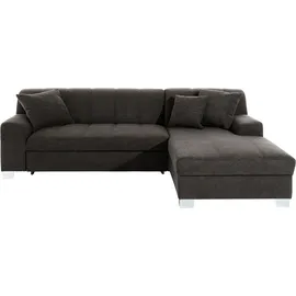 DOMO collection »Turah incl. Zierkissen, moderne Steppung, auch in Leder« wahlweise mit Bettfunktion, Schlafsofa, B/T/H: 239/152/75 cm, L-Form, grau
